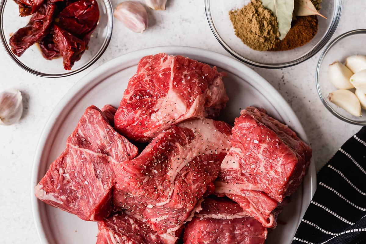 Ingredients to make barbacoa beef shown here.