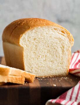 Homemade White Bread on a cutting board.