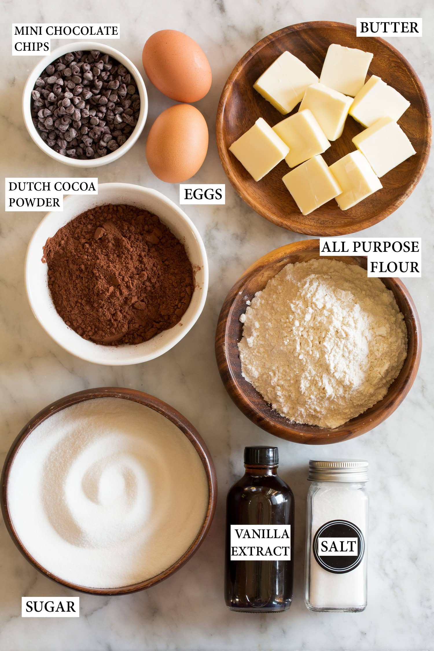 Ingredients used to make brownie bites.