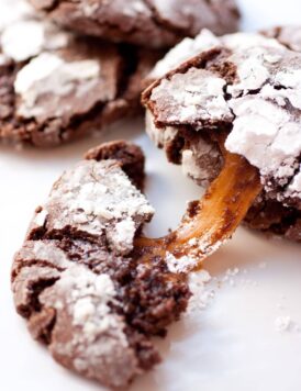 Caramel Stuffed Chocolate Crinkle Cookies