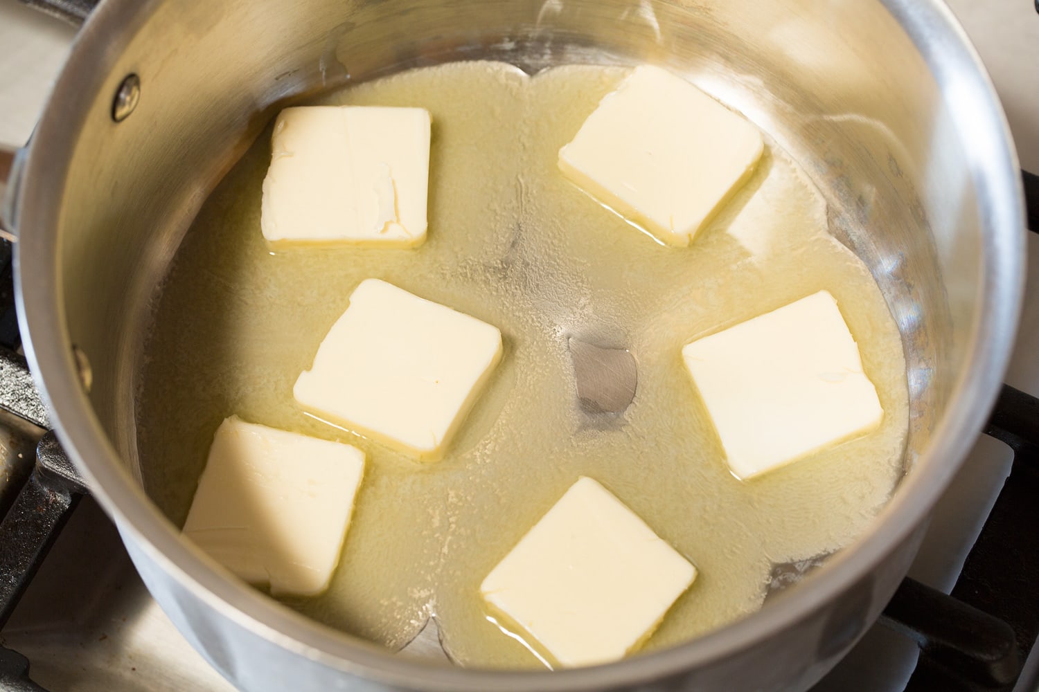 Butter melting in a saucepan.