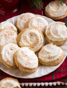 Image of plate full of frosted eggnog cookies.