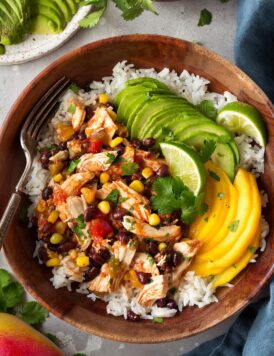 Slow Cooker Mango Salsa Chicken with Coconut Rice