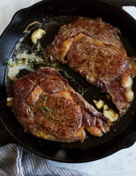 Skillet Seared Steak with Garlic Butter Sauce