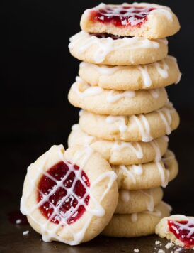 Raspberry Almond Shortbread Thumbprint Cookies